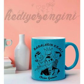 Hediye Zengini Kişiye Özel Babaların Kralı Temalı Simli Mavi Renk Kupa