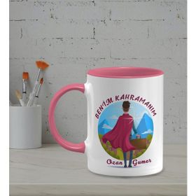 Hediye Zengini Kişiye Özel Benim Kahramanım Temalı Pembe Renk Kupa