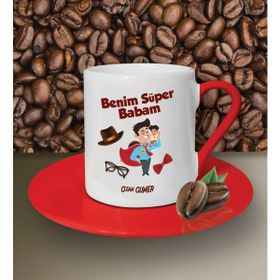 Hediye Zengini Kişiye Özel Benim Süper Babam Tasarımlı Beyaz Kahve Fincanı
