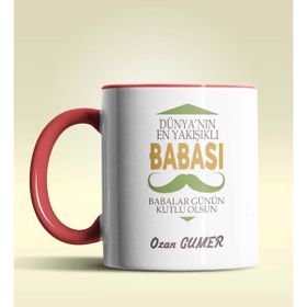 Hediye Zengini Kişiye Özel Dünya&#039;nın En Yakışıklı Babası Tasarımlı Altın Sarı Simli Kupa