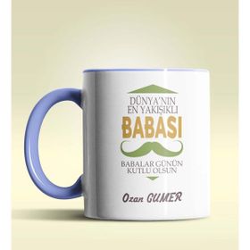 Hediye Zengini Kişiye Özel Dünya&#039;nın En Yakışıklı Babası Tasarımlı Altın Sarı Simli Kupa
