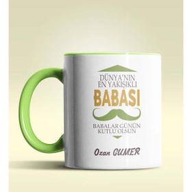 Hediye Zengini Kişiye Özel Dünya&#039;nın En Yakışıklı Babası Tasarımlı Altın Sarı Simli Kupa