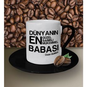 Hediye Zengini Kişiye Özel Dünyanın En En En Babası 2 Temalı Beyaz Kahve Fincanı