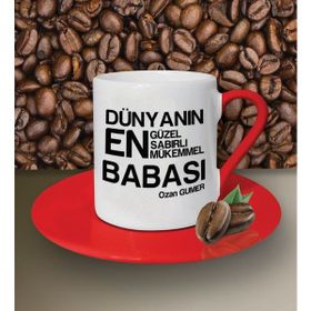 Hediye Zengini Kişiye Özel Dünyanın En En En Babası 2 Temalı Beyaz Kahve Fincanı
