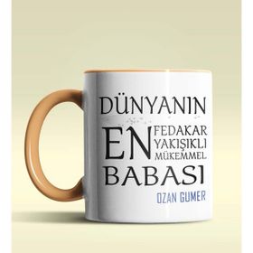 Hediye Zengini Kişiye Özel Dünyanın En En En Babası 2 Temalı Turuncu Kupa Bardak