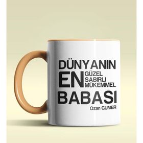 Hediye Zengini Kişiye Özel Dünyanın En En En Babası 2 Temalı Turuncu Kupa Bardak