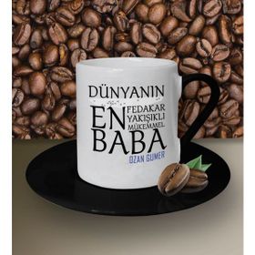 Hediye Zengini Kişiye Özel Dünyanın En En En Babası Temalı Beyaz Kahve Fincanı