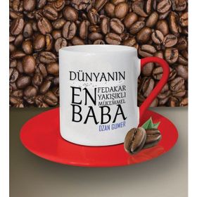 Hediye Zengini Kişiye Özel Dünyanın En En En Babası Temalı Beyaz Kahve Fincanı