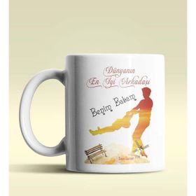 Hediye Zengini Kişiye Özel Dünyanın En İyi Arkadaşı 2 Temalı Beyaz Kupa Bardak