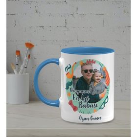 Hediye Zengini Kişiye Özel Dünyanın En İyi Babası Temalı Mavi Renk Kupa
