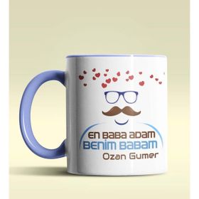 Hediye Zengini Kişiye Özel En Baba Adam Benim Babam Tasarım Mavi Kupa Bardak