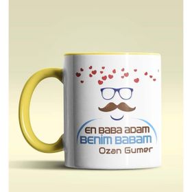 Hediye Zengini Kişiye Özel En Baba Adam Benim Babam Tasarım Sarı Kupa Bardak