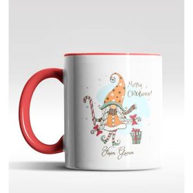 Hediye Zengini Kişiye Özel Gnome Girl Cüce Tasarımlı Kırmızı Kupa -