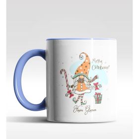 Hediye Zengini Kişiye Özel Gnome Girl Cüce Tasarımlı Mavi Kupa
