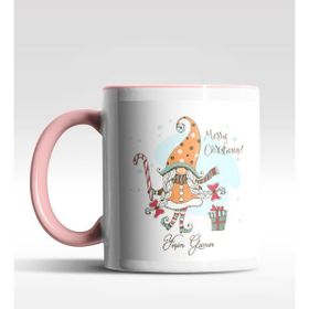 Hediye Zengini Kişiye Özel Gnome Girl Cüce Tasarımlı Pembe Kupa