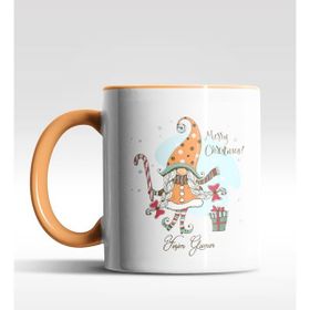 Hediye Zengini Kişiye Özel Gnome Girl Cüce Tasarımlı Turuncu Kupa