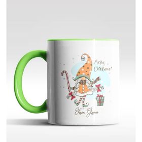 Hediye Zengini Kişiye Özel Gnome Girl Cüce Tasarımlı Yeşil Kupa