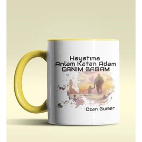 Hediye Zengini Kişiye Özel Hayatıma Anlam Katan Adam Tasarım Sarı Kupa Bardak