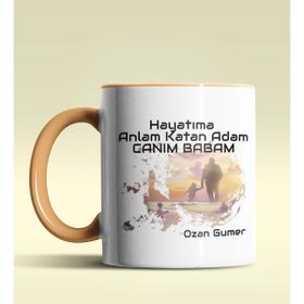 Hediye Zengini Kişiye Özel Hayatıma Anlam Katan Adam Tasarım Turuncu Kupa Bardak