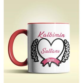 Hediye Zengini Kişiye Özel Kalbimin Sultanı Tasarımlı Kırmızı Kupa Bardak