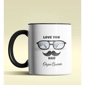 Hediye Zengini Kişiye Özel Love You Dad 2 Tasarımlı Siyah Kupa Bardak