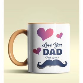 Hediye Zengini Kişiye Özel Love You Dad 2 Tasarımlı Turuncu Kupa Bardak