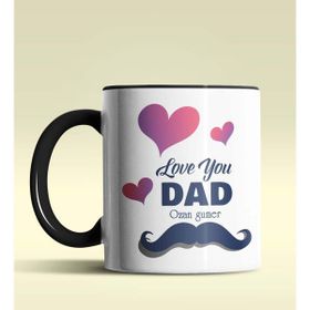 Hediye Zengini Kişiye Özel Love You Dad Tasarımlı Siyah Kupa Bardak