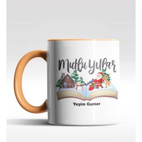 Hediye Zengini Kişiye Özel Mulu Yıllar Tasarımlı Turuncu Kupa