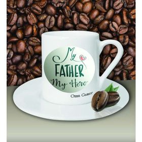 Hediye Zengini Kişiye Özel My Father My Hero Tasarımlı Beyaz Kahve Fincanı