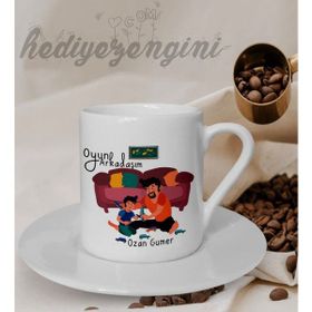 Hediye Zengini Kişiye Özel Oyun Arkadaşım Temalı Beyaz Kahve Fincanı