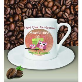 Hediye Zengini Kişiye Özel Seni Çok Seviyorum Anneciğim 3 Temalı Kahve Fincanı