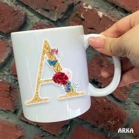 Hediyeci Abla Size Özel A Harfi Seramik Baskılı Beyaz Kupa Bardak