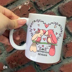 Hediyeci Abla Size Özel Bitmeyen Sevdam Seramik Baskılı Beyaz Kupa Bardak