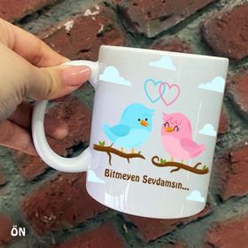 Hediyeci Abla Size Özel Bitmeyen Sevdamsın Seramik Baskılı Beyaz Kupa Bardak