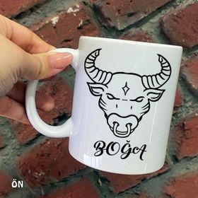 Hediyeci Abla Size Özel Boğa Burcu ve Özellikleri Seramik Baskılı Beyaz Kupa Bardak