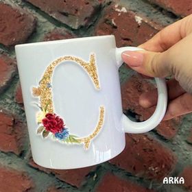 Hediyeci Abla Size Özel Ç Harfli Seramik Baskılı Beyaz Kupa Bardak