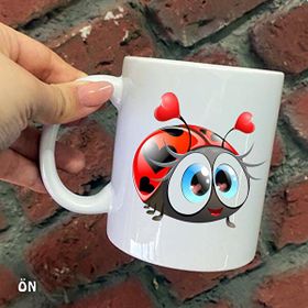 Hediyeci Abla Size Özel Çiçekli Karavan Seramik Baskılı Beyaz Kupa Bardak