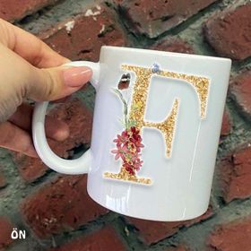 Hediyeci Abla Size Özel F Harfli Seramik Baskılı Beyaz Kupa Bardak