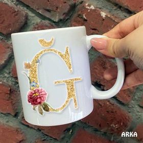 Hediyeci Abla Size Özel Ğ Harfli Seramik Baskılı Beyaz Kupa Bardak