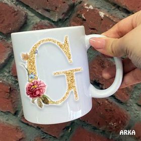 Hediyeci Abla Size Özel Ğ Harfli Seramik Baskılı Beyaz Kupa Bardak