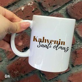 Hediyeci Abla Size Özel Kahvenin Saati Olmaz Seramik Baskılı Beyaz Kupa Bardak