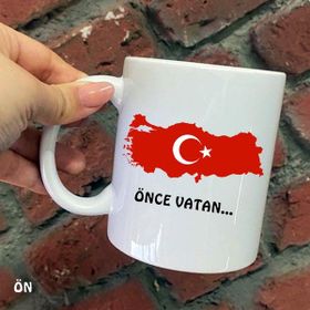 Hediyeci Abla Size Özel Önce Vatan Seramik Baskılı Beyaz Kupa Bardak