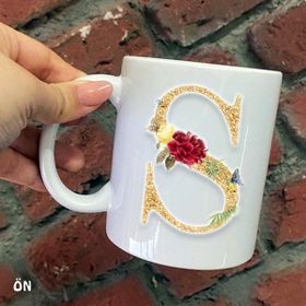 Hediyeci Abla Size Özel S Harfli Seramik Baskılı Beyaz Kupa Bardak
