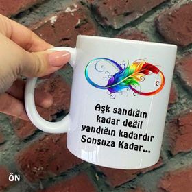 Hediyeci Abla Size Özel Sonsuza Kadar Seramik Baskılı Beyaz Kupa Bardak
