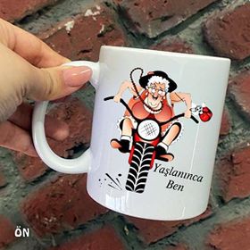 Hediyeci Abla Size Özel Yaşlanınca Ben Seramik Baskılı Beyaz Kupa Bardak