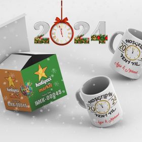 Hediyeci Market HMK-00045 Kişiye Özel Yılbaşı Temalı Beyaz Kupa Bardak