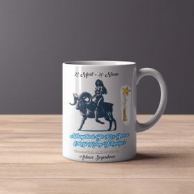 Hediyeci Market HMK-00105-12 Koç Burcu Erkeğine Özel Beyaz Kupa Bardak