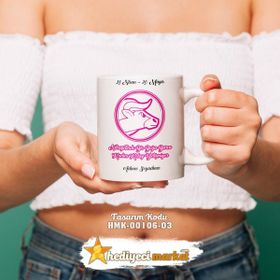 Hediyeci Market HMK-00106-03 Boğa Burcu Kadınına Özel Beyaz Kupa Bardak