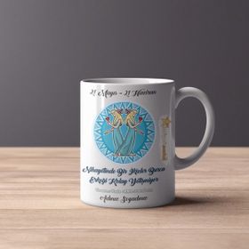 Hediyeci Market HMK-00107-02 İkizler Burcu Erkeğine Özel Beyaz Kupa Bardak