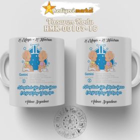 Hediyeci Market HMK-00107-16 İkizler Burcu Erkeğine Özel Beyaz Kupa Bardak